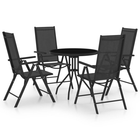 vidaXL Set de comedor para jardín 5 piezas aluminio y textilene negro