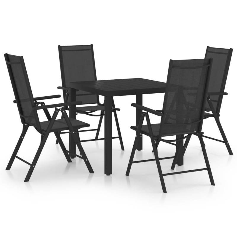 vidaXL Juego de comedor de jardín 5 piezas aluminio negro vidaXL Juego de comedor de jardín 5 piezas aluminio negro