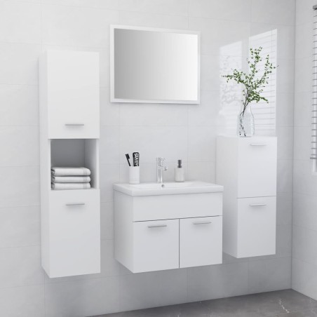 vidaXL Conjunto de muebles de baño aglomerado blanco 