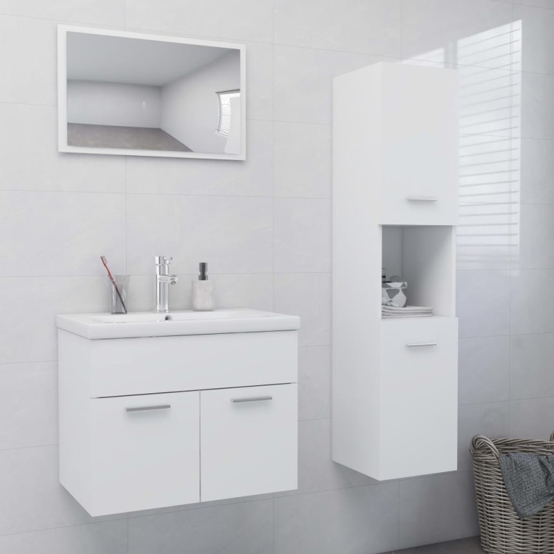 vidaXL Juego de muebles de baño madera de ingeniería blanco vidaXL Juego de muebles de baño madera de ingeniería blanco