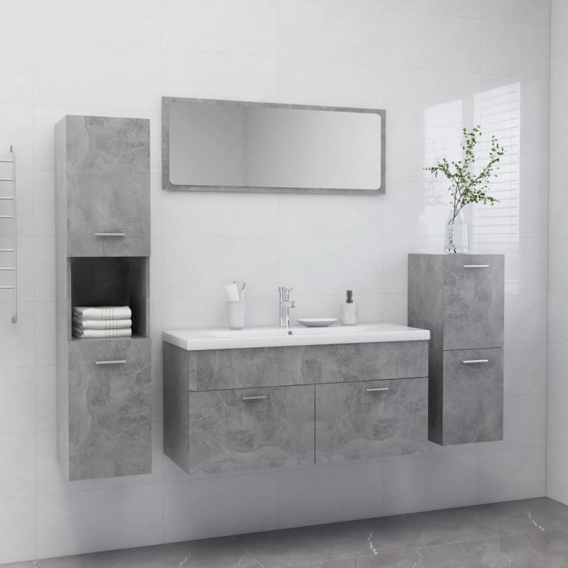 vidaXL Juego de muebles de baño madera de ingeniería gris hormigón vidaXL Juego de muebles de baño madera de ingeniería gris hormigón