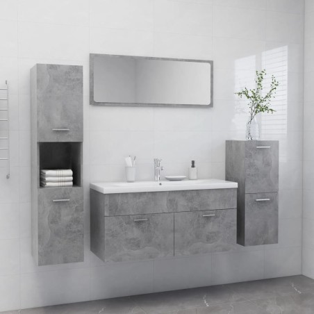 vidaXL Juego de muebles de baño madera de ingeniería gris hormigón