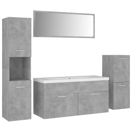 vidaXL Juego de muebles de baño madera de ingeniería gris hormigón