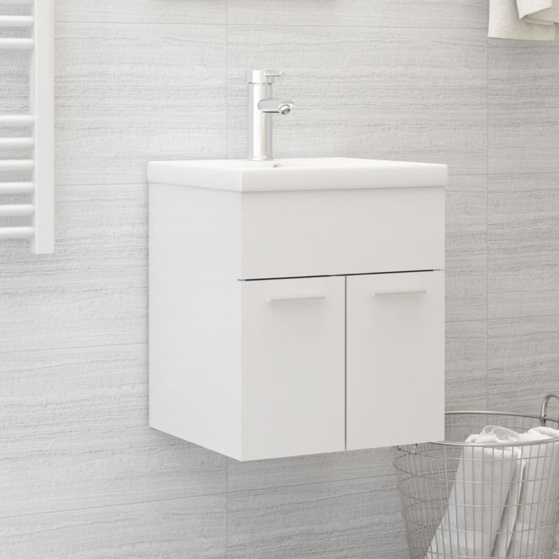 vidaXL Mueble con lavabo aglomerado blanco brillante 