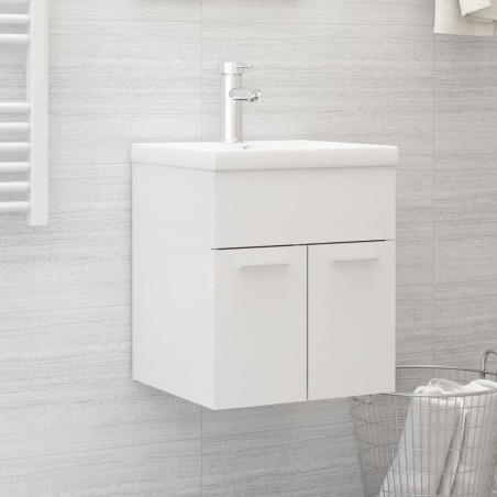 vidaXL Mueble con lavabo aglomerado blanco brillante 