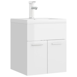 vidaXL Mueble con lavabo aglomerado blanco brillante 