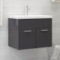 vidaXL Mueble con lavabo madera de ingeniería gris brillo vidaXL Mueble con lavabo madera de ingeniería gris brillo