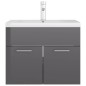 vidaXL Mueble con lavabo madera de ingeniería gris brillo vidaXL Mueble con lavabo madera de ingeniería gris brillo