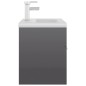 vidaXL Mueble con lavabo madera de ingeniería gris brillo vidaXL Mueble con lavabo madera de ingeniería gris brillo