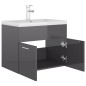 vidaXL Mueble con lavabo madera de ingeniería gris brillo vidaXL Mueble con lavabo madera de ingeniería gris brillo
