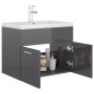 vidaXL Mueble con lavabo madera de ingeniería gris brillo vidaXL Mueble con lavabo madera de ingeniería gris brillo