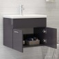 vidaXL Mueble con lavabo madera de ingeniería gris brillo vidaXL Mueble con lavabo madera de ingeniería gris brillo