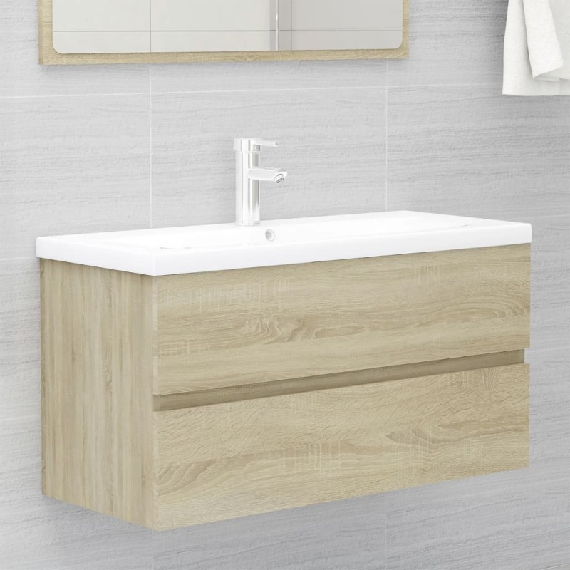 vidaXL Mueble con lavabo madera de ingeniería roble Sonoma vidaXL Mueble con lavabo madera de ingeniería roble Sonoma