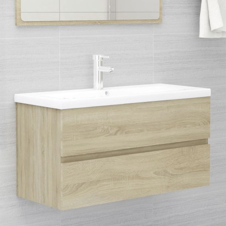 vidaXL Mueble con lavabo madera de ingeniería roble Sonoma
