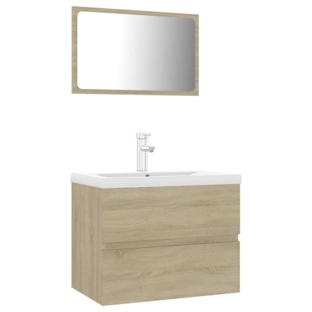 vidaXL Conjunto de muebles de baño madera contrachapada roble Sonoma