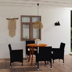 vidaXL Juego de comedor para jardín de 5 piezas negro