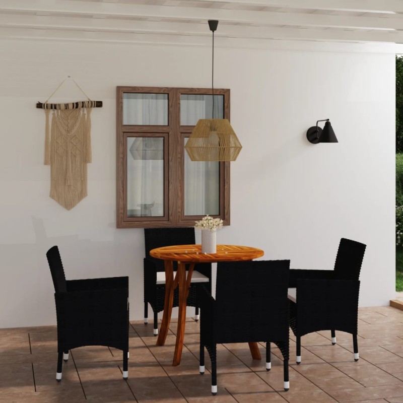 vidaXL Juego de comedor para jardín de 5 piezas negro vidaXL Juego de comedor para jardín de 5 piezas negro