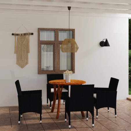 vidaXL Juego de comedor para jardín de 5 piezas negro
