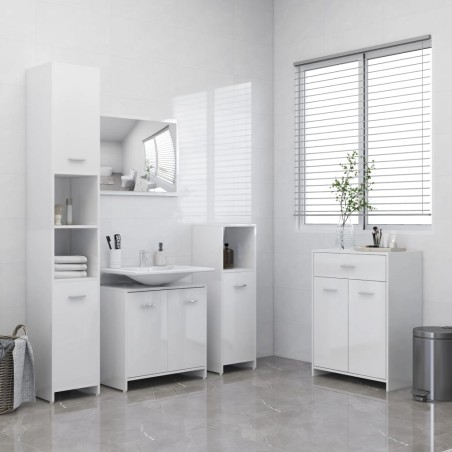 vidaXL Juego de muebles de baño de 4 piezas blanco brillante
