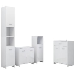 vidaXL Juego de muebles de baño de 4 piezas blanco brillante
