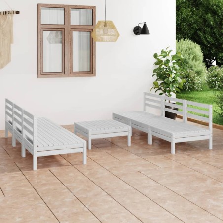 vidaXL Juego de muebles de jardín 7 piezas madera maciza pino blanco