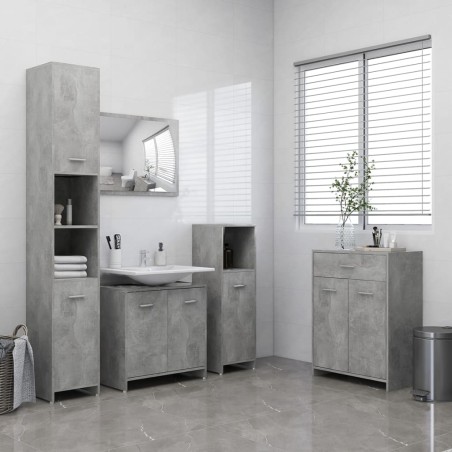 vidaXL Juego de muebles de baño 4 uds madera ingeniería gris hormigón