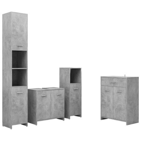 vidaXL Juego de muebles de baño 4 uds madera ingeniería gris hormigón