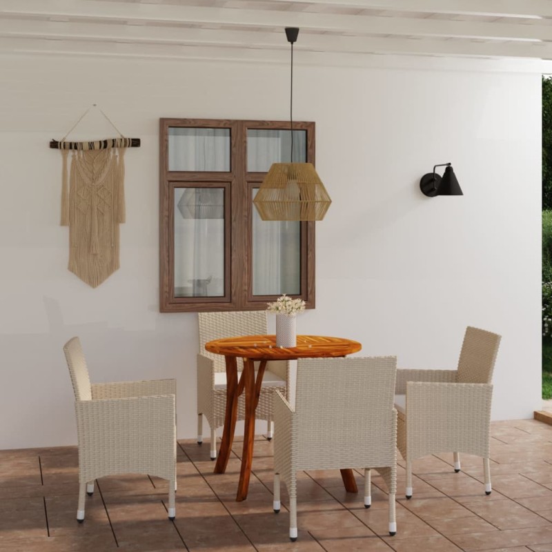 vidaXL Juego de comedor para jardín de 5 piezas beige vidaXL Juego de comedor para jardín de 5 piezas beige