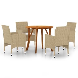 vidaXL Juego de comedor para jardín de 5 piezas beige