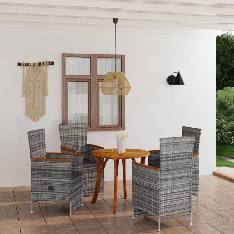 vidaXL Juego de comedor para jardín de 5 piezas gris vidaXL Juego de comedor para jardín de 5 piezas gris