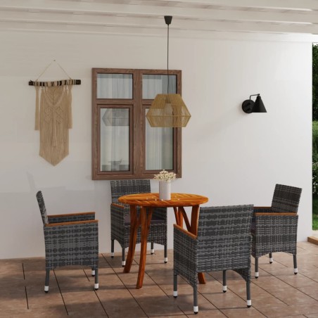 vidaXL Juego de comedor para jardín de 5 piezas gris
