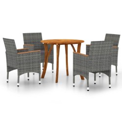 vidaXL Juego de comedor para jardín de 5 piezas gris
