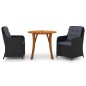 vidaXL Juego de comedor para jardín 3 piezas negro