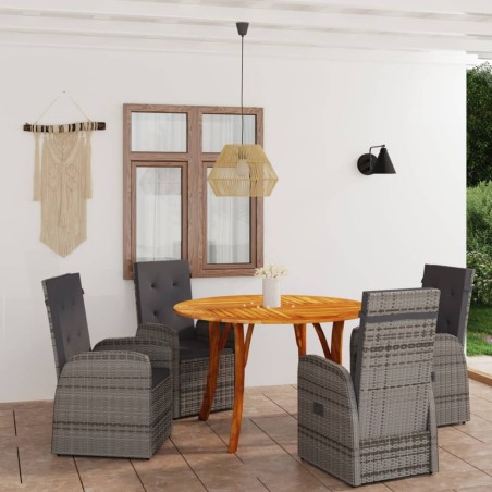 vidaXL Juego de comedor para jardín 5 piezas gris