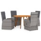 vidaXL Juego de comedor para jardín 5 piezas gris vidaXL Juego de comedor para jardín 5 piezas gris