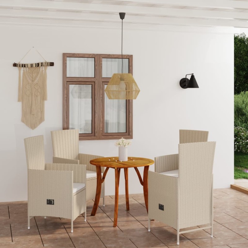 vidaXL Juego de comedor de jardín 5 piezas beige