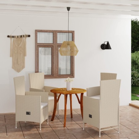 vidaXL Juego de comedor de jardín 5 piezas beige