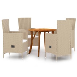 vidaXL Juego de comedor de jardín 5 piezas beige
