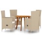 vidaXL Juego de comedor de jardín 5 piezas beige
