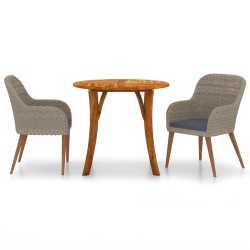 vidaXL Juego de comedor para jardín de 3 piezas marrón
