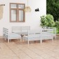 vidaXL Juego de muebles de jardín 8 pzas madera maciza de pino blanco vidaXL Juego de muebles de jardín 8 pzas madera maciza de pino blanco