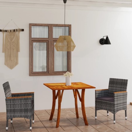 vidaXL Juego de comedor de jardín de 3 piezas gris