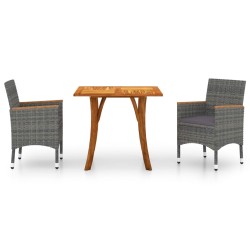 vidaXL Juego de comedor de jardín de 3 piezas gris