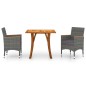 vidaXL Juego de comedor de jardín de 3 piezas gris vidaXL Juego de comedor de jardín de 3 piezas gris