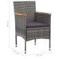 vidaXL Juego de comedor de jardín de 3 piezas gris vidaXL Juego de comedor de jardín de 3 piezas gris