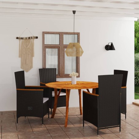 vidaXL Juego de comedor para jardín 5 piezas negro