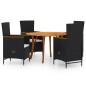 vidaXL Juego de comedor para jardín 5 piezas negro
