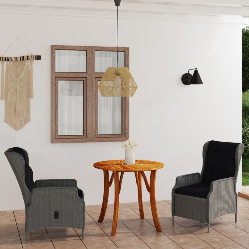 vidaXL Juego de comedor para jardín 3 piezas gris claro vidaXL Juego de comedor para jardín 3 piezas gris claro