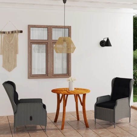 vidaXL Juego de comedor para jardín 3 piezas gris claro