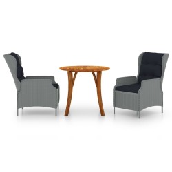 vidaXL Juego de comedor para jardín 3 piezas gris claro